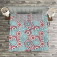thumbnail image 3 of Ambesonne Vintage Quilted Bedspread Set 3 Pcs, Oriental Spring Flowers, King Size, Pink Pale Blue, 3 of 3