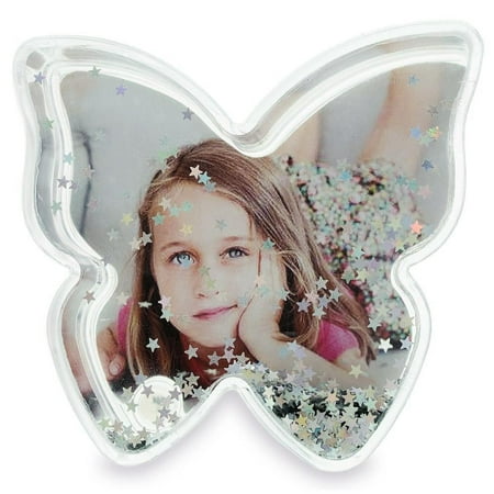 Photo Frame Water Globe - Butterfly Shaped Glitter Globe Picture Frame 3.5 Inches