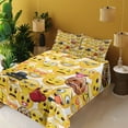 thumbnail image 2 of Ambesonne Emoji Party Fitted & Top Sheet Set with Sham, Funny World Round Faces, White Mustard Grey, 2 of 5