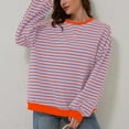 thumbnail image 2 of WTXUE Cotton Oversized Striped Color Block Long Sleeve Crew Neck Sweatshirt Loose Pullover Shirt Top Loose Sweatshirts & Hoodies (Women's) Size S, 2 of 9