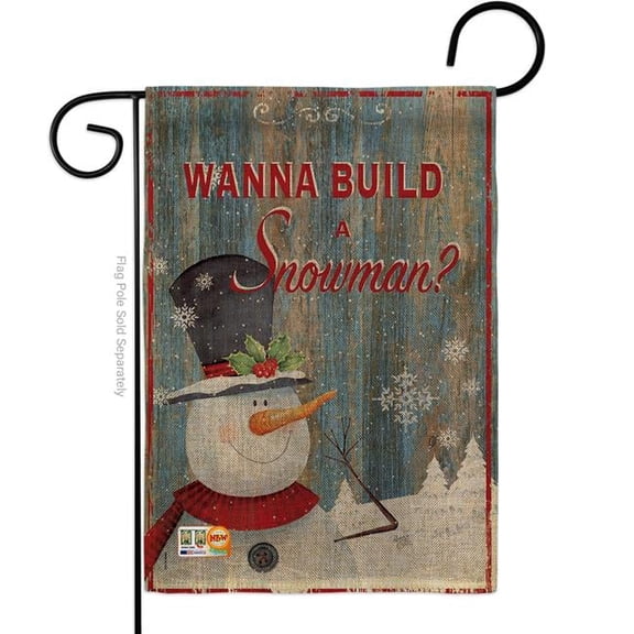 Breeze Decor BD-XM-G-114176-IP-DB-D-US18-SB 13 x 18.5 in. Build a Snowman Burlap Winter Christmas Impressions Decorative Vertical Double Sided Garden Flag