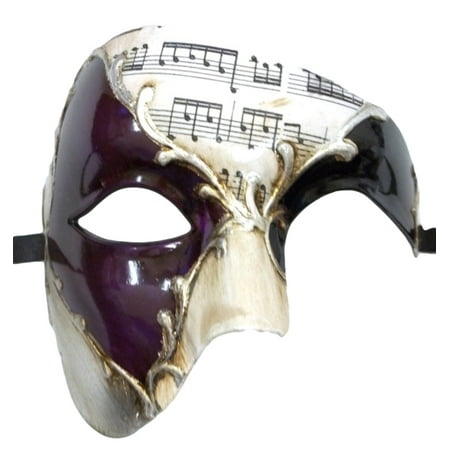 Men's Phantom Music Purple Silver Large Mardi Gras Masquerade Elegance Mask