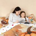 thumbnail image 4 of Homewish Thanksgiving Pumpkin Twin Comforter Sets, Botanical Leaves Bedding Set, Beige Teal Brown Orange, Polka Dots Reversible, 2-Piece 1 Comforter and 1 Pillowcase, 4 of 6