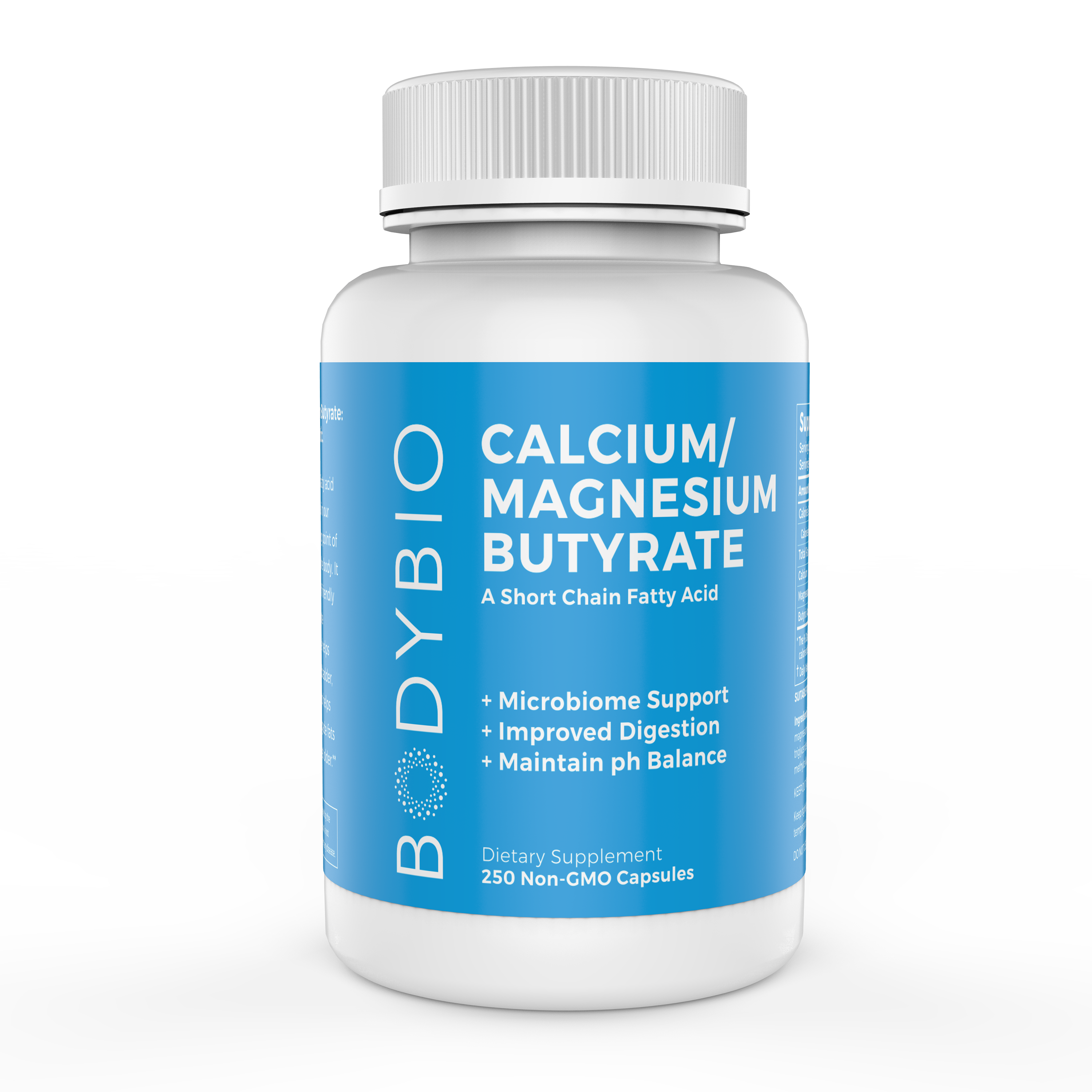 BodyBio Butyrate Gut Health Supplement 250 Calcium Magnesium Capsules