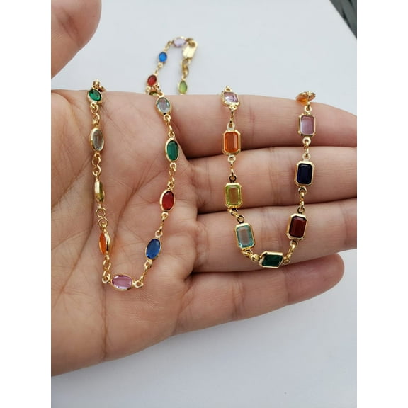 Gem stone Necklace, 18 K Gold filled Gemstone necklace