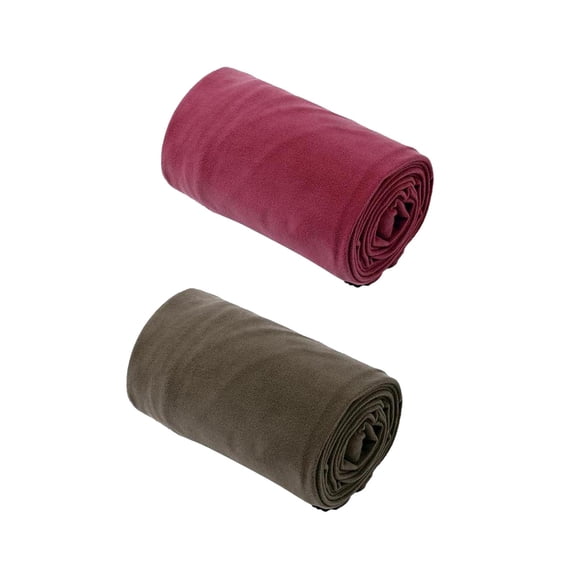 2x Camping Blanket Soft Fleece Lining Outdoor Lightweight Thermal Warm Emergency Deep Red and Gray