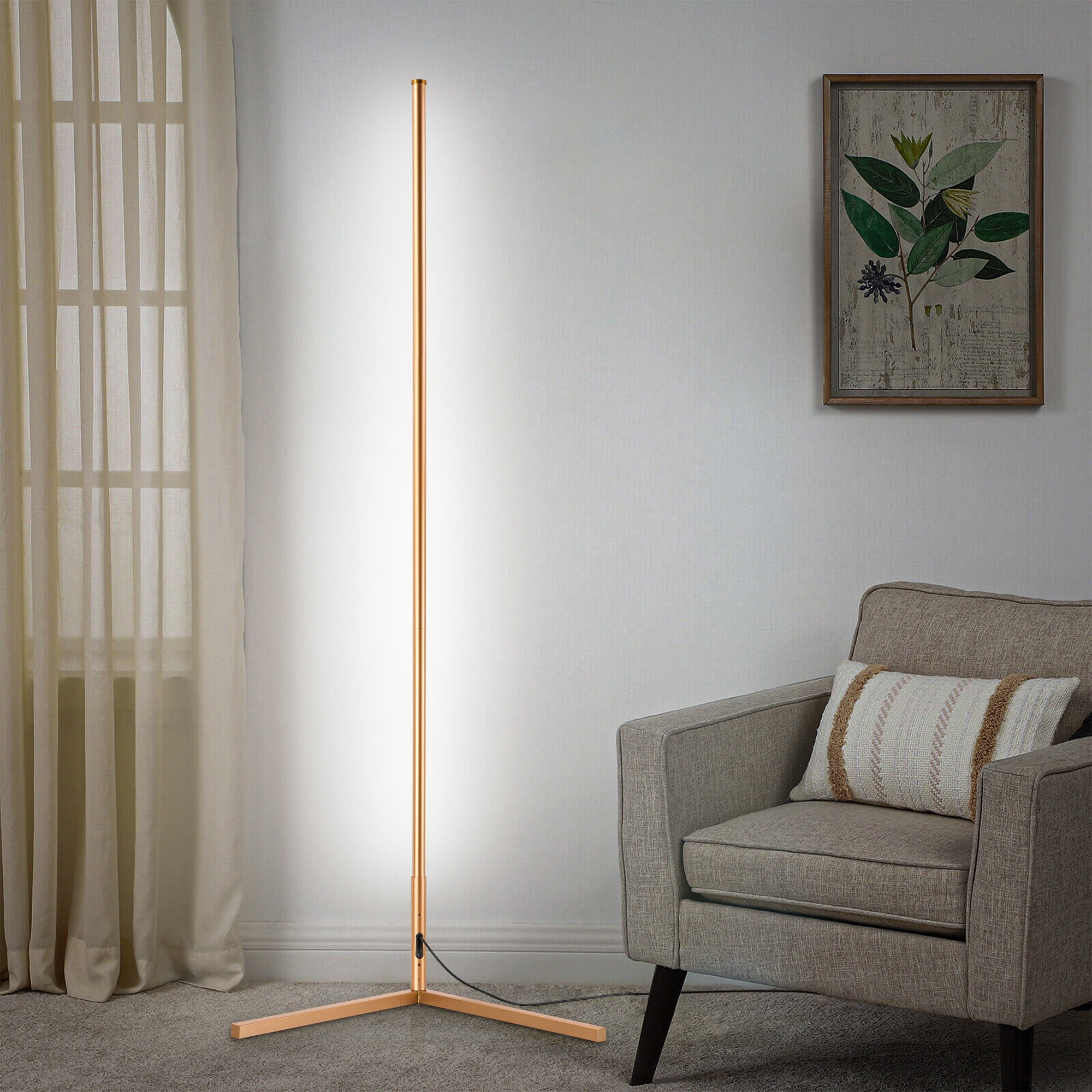 EP Light Modern LED Floor Lamps with Remote for Living Room, Dimmable, 56 inch Minimalist Standing Lighting for Bedroom, Office, Gold，2 Packs