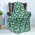 thumbnail image 4 of Banana Leaf Soft Flannel Fleece Throw Blanket, Palm Tree Passion Monstera Areca Palm Fan Palm and Banana Leaves, Cozy Plush for Indoor and Outdoor Use, 60" x 80", Jade Green and White, by Ambesonne, 4 of 5