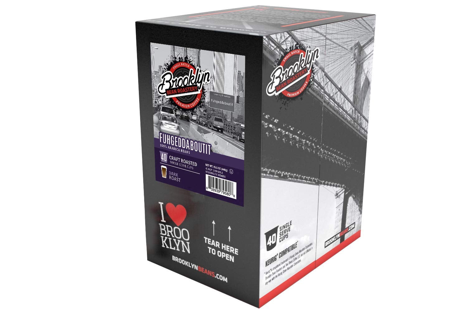 Brooklyn Bean Roastery Fuhgeddaboutit Coffee Pods for Single-Serve Coffee Brewers, 40-Pack