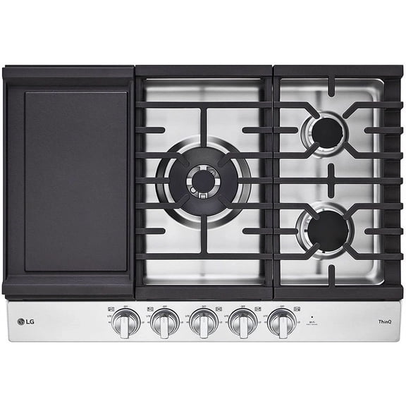 CBGJ3027S 30 Inch Smart Gas Cooktop 22K BTU EasyClean Cooktop Backlit Weighted Knobs ThinQ App