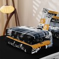 thumbnail image 5 of Manfei Vintage Cartoon Car Zipper Queen Comforter Set with Fitted Sheet and 2 Pillowcases,Animal Theme Zipper Bedding Set,Mustard Slate Gray,Reversible, 5 of 7