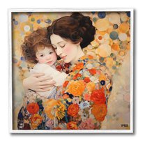 Stupell Industries Floral Mother & Baby Abstract Painting White Framed Art Print Wall Art, 17 x 17