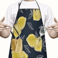 thumbnail image 2 of Yellow Lemon Fruit Slices DarkBlue Pattern Apron-Garden Aprons for Women with Pockets-Cotton Linen Waterproof Kitchen Cooking Gardening Aprons Adjustable for Kitchen,Cooking,BBQ and Salon 33x27 Inch, 2 of 4