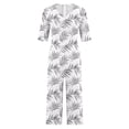 thumbnail image 5 of Maqroz One Piece Jumpsuits for Women Plus Size Floral Printed Boho Wide Leg V Neck Romper Pants Back Zipper Short Sleeve Summer Vacation Outfits with Pockets Loose Fit White M, 5 of 5