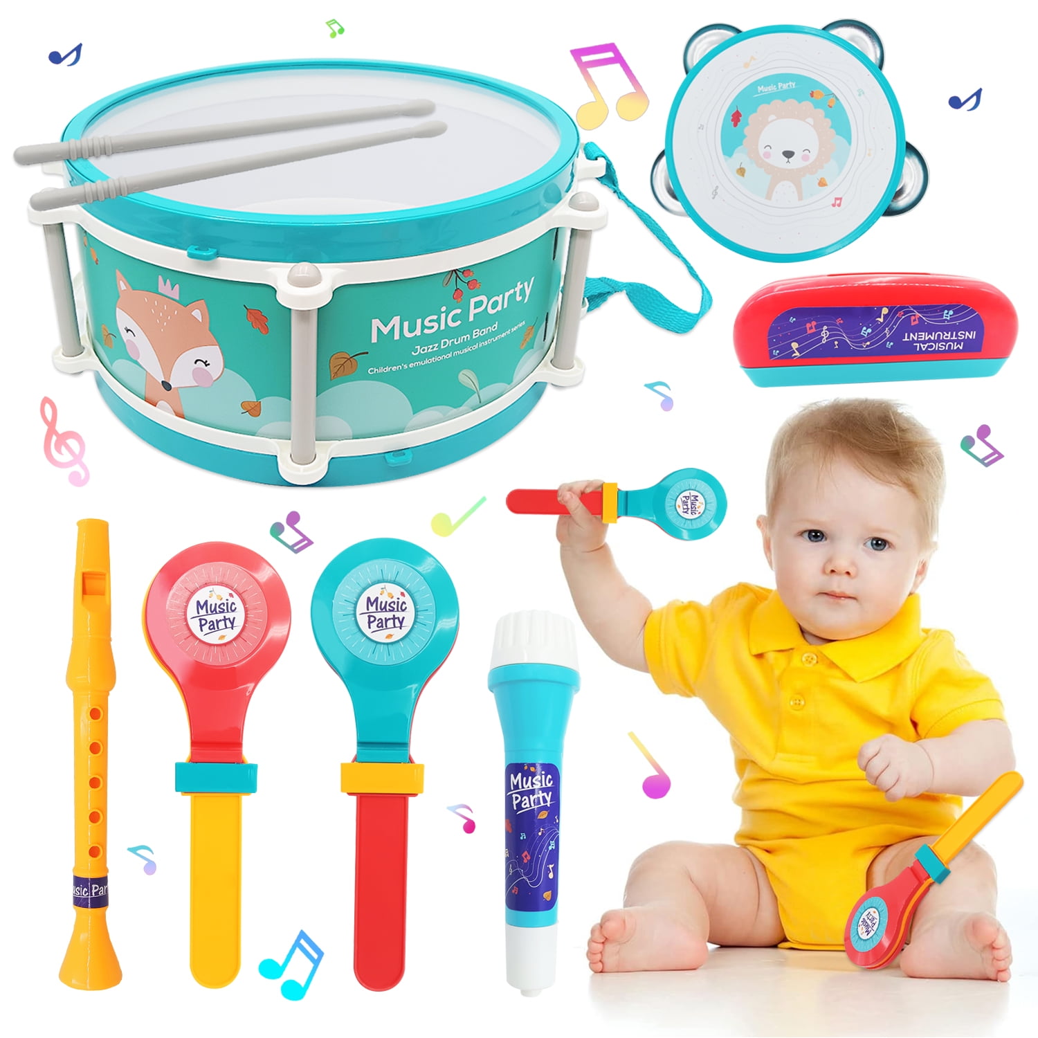 Drum Set For Kids Upgraded Kids Drum Set, Piece Toy Drum Set For