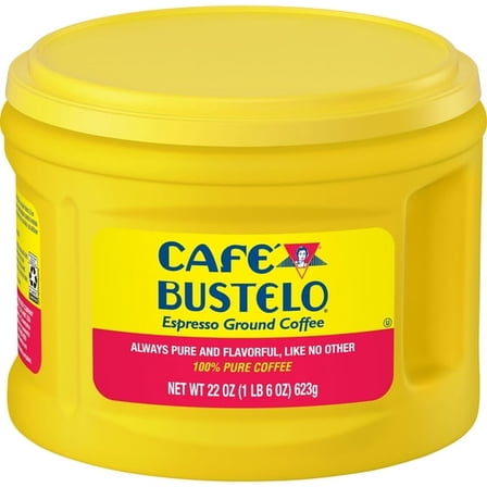 Cafe Bustelo Espresso Ground Coffee, Dark Roast, 22 oz Canister (Pack of 2)