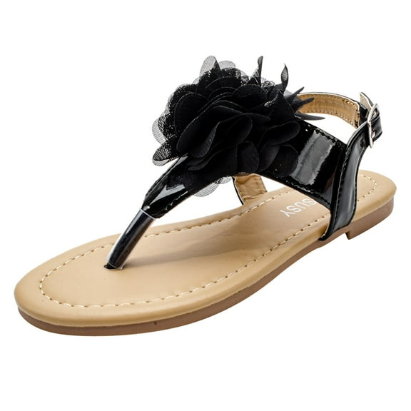 Ketyyh-chn99 Toddler Sandals Girl Toddler Shoes Girls Sandals Toddler/Little Kid Cute Open Toe Flats Dress Sandals Summer Shoes Black,10