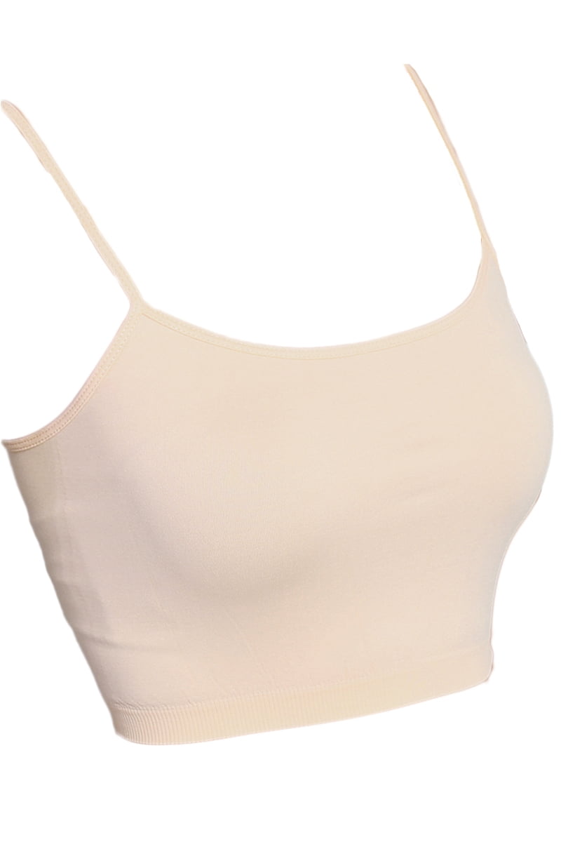 TheMogan Women's Seamless Spaghetti Strap Bra Top Stretch Cami Bandeau