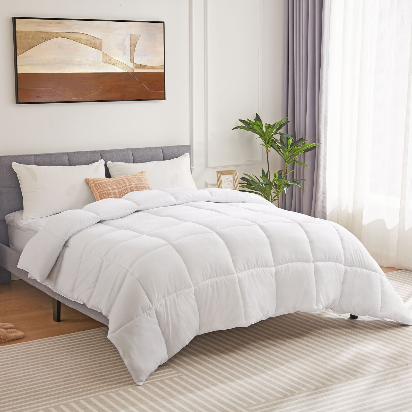 GIANNA Comforter and Duvet Insert King Size, With Corner Tabs, 101" x 90", White