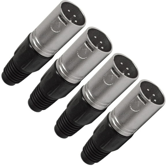 Seismic Audio  - 4 Pack of 4 Pin XLR Male Connectors - Nickel Plated Finish Silver - SAPT247-4Pack
