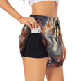 thumbnail image 3 of Lsque Romantic Flower Fox Printed Women's Running Shorts with Liner Pockets,Elastic Quick Dry Workout Athletic Gym Yoga Shorts,Womens High Waist Shorts-Medium, 3 of 9