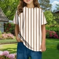 thumbnail image 3 of Ohufall Kids Boys Girls T-shirts 3-14 Years Old, Summer Fashion Stripe Printed Pullover Crew Neck Tees Cute Casual Short Sleeve Daily Shirts for Toddler Boys & Girls, 3 of 4