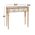 thumbnail image 4 of DecMode 36" x 33" Brown Wood Intricately Carved Floral 2 Drawer Console Table, 1-Piece, 4 of 15
