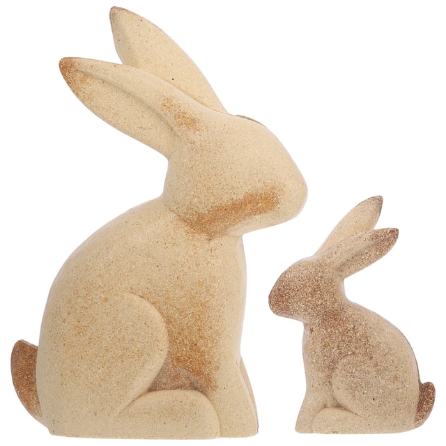 SHISUYAN 1 Pair DIY Painting Animal Decor Creative DIY White Embryo Rabbit Wood Crafts Lovely Workblank Animal Desktop Adornments DIY Drawing Unfinished Animal Model Decor for Home Office Store