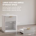 thumbnail image 5 of Luku Fluted Nightstand with Charging Station, Modern Bedside Table with 1/2/3 Drawers & Open Storage, Metal Handles, Curved Edge, for Bedroom & Living Room, 5 of 6