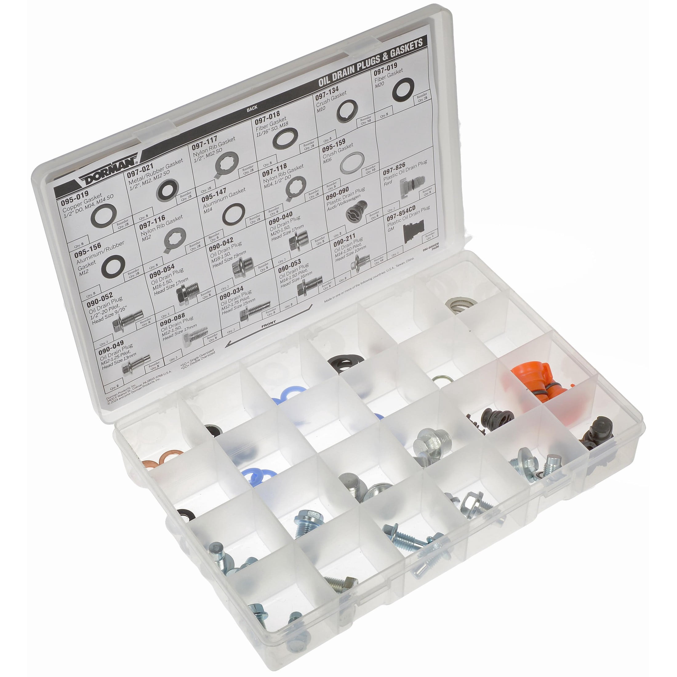 Dorman 990-600 Oil Drain Plug And Gaskets Tech Tray (23 SKUs / 79 Pieces) (Pack of 79)