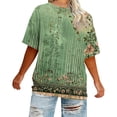 thumbnail image 4 of Mujeres Más Tamaño Manga Larga Tops Cuello Redondo Manga Corta Primavera/Verano Camisa Básica Camiseta Superior Poliéster Ligero Suave Cómodo, 4 of 6