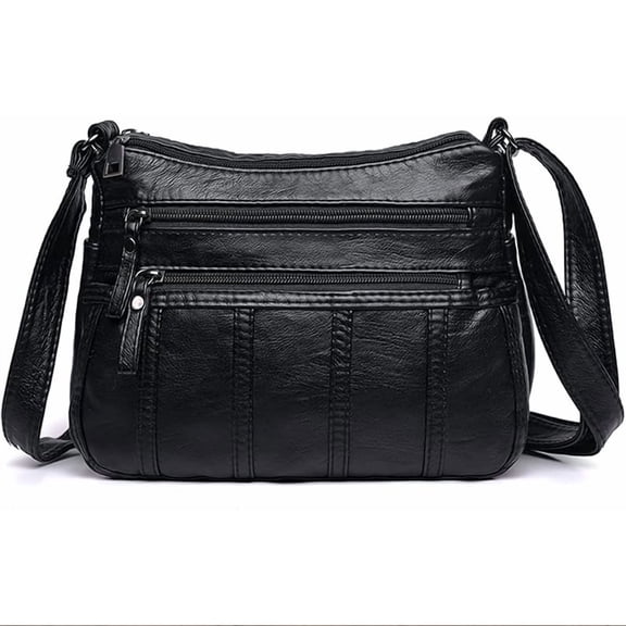 KXF Women Crossbody Bag Soft PU Leather 8-Pocket Spacious Shoulder Bag Vintage Distressed Water-Resistant Durable for Everyday Carry