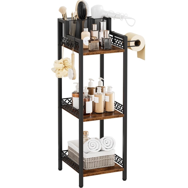 Estante organizador y almacenamiento para baño, soporte para secador de pelo FURFUN, 3 niveles