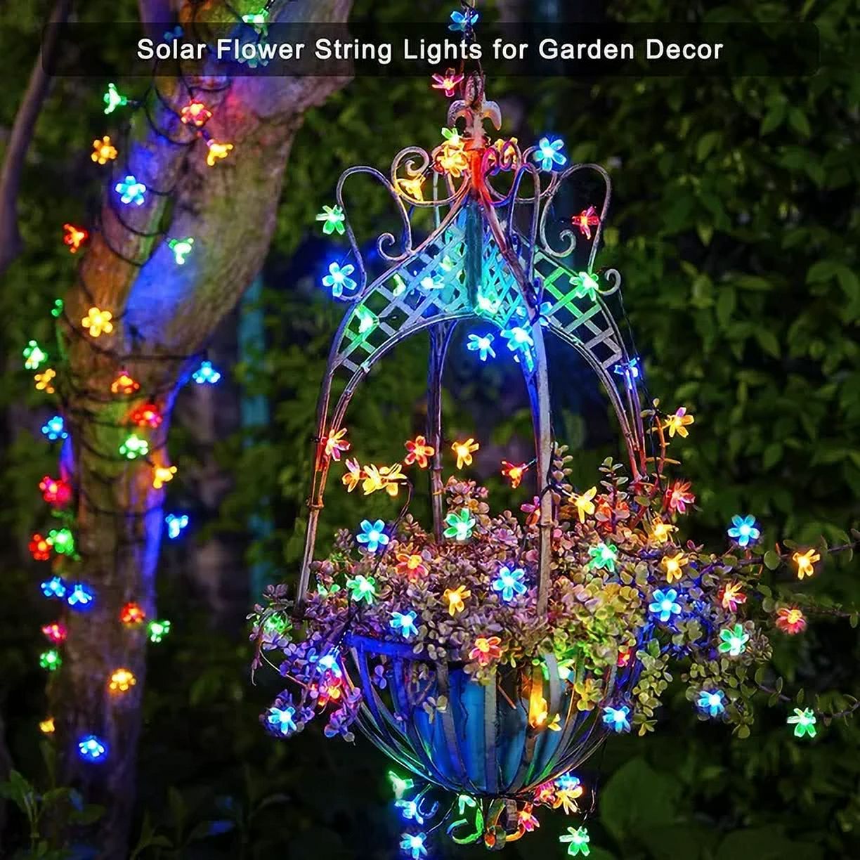Yoglam 23ft 50 LED Solar Flower String Lights Multicolor photo 3
