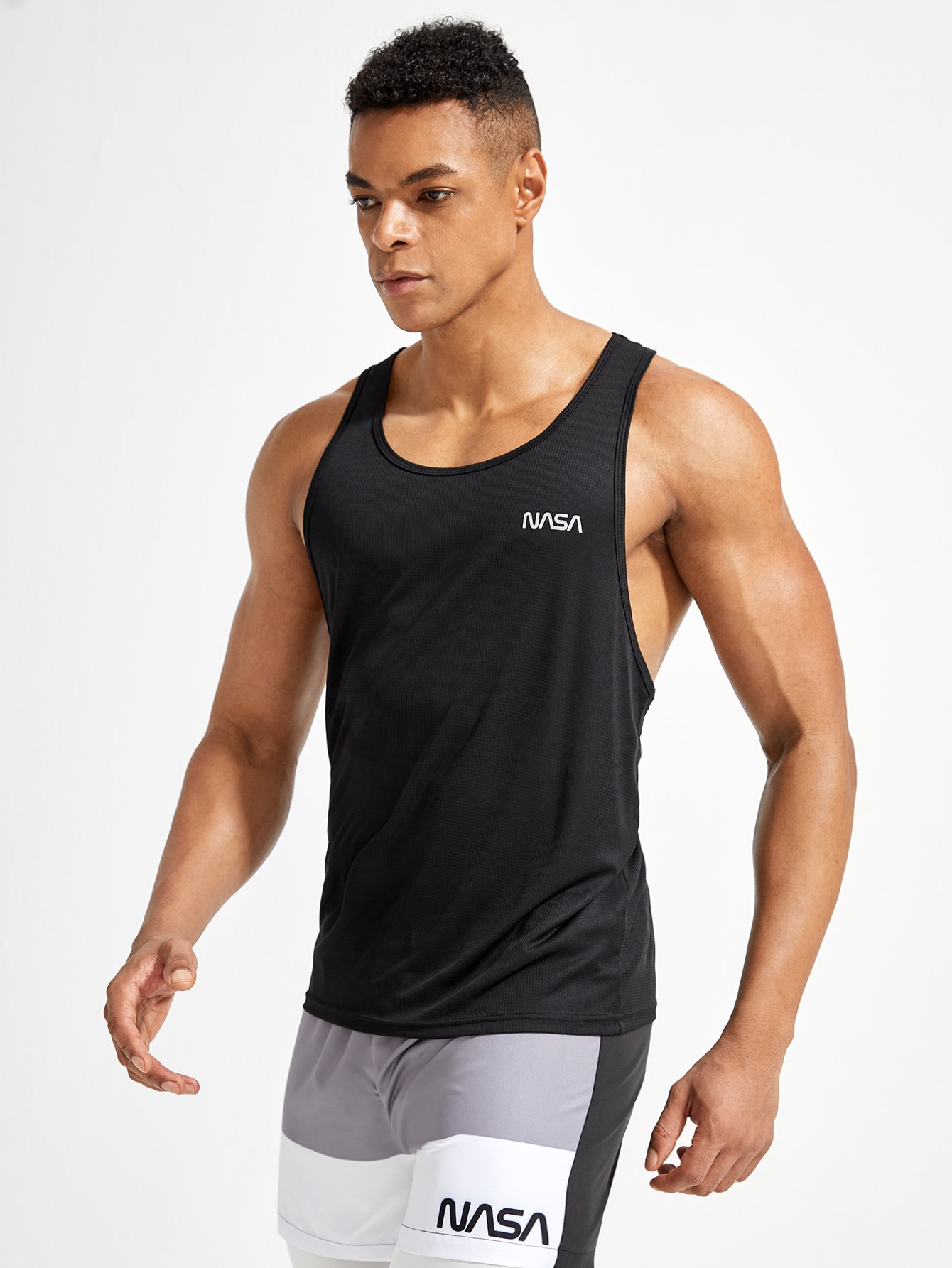 Men Letter Graphic Sports Tank Top S(36 