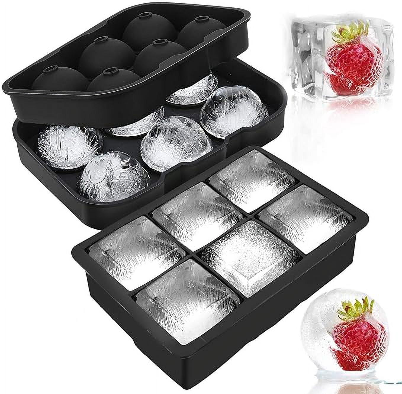 &nbsp;Silicone ice Cube Trays for Freezer, 6 Round Ice Ball Maker Trays, Reusable BPA Free ( Pack of 2 )