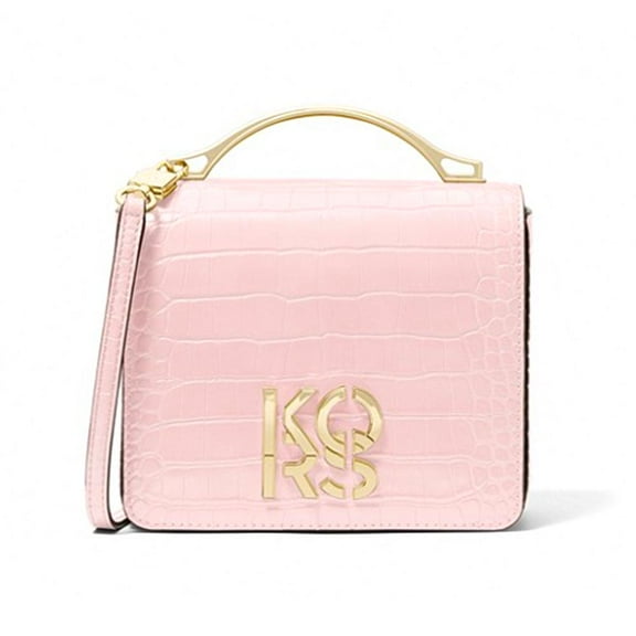 Michael Kors Logo Small Embossed Croc Convertible Crossbody Bag Powder Blush
