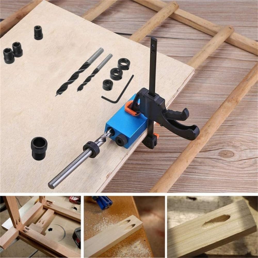 15-Degree Woodworking Oblique Hole Locator Drill Bits Pocket Hole Fixture Kit