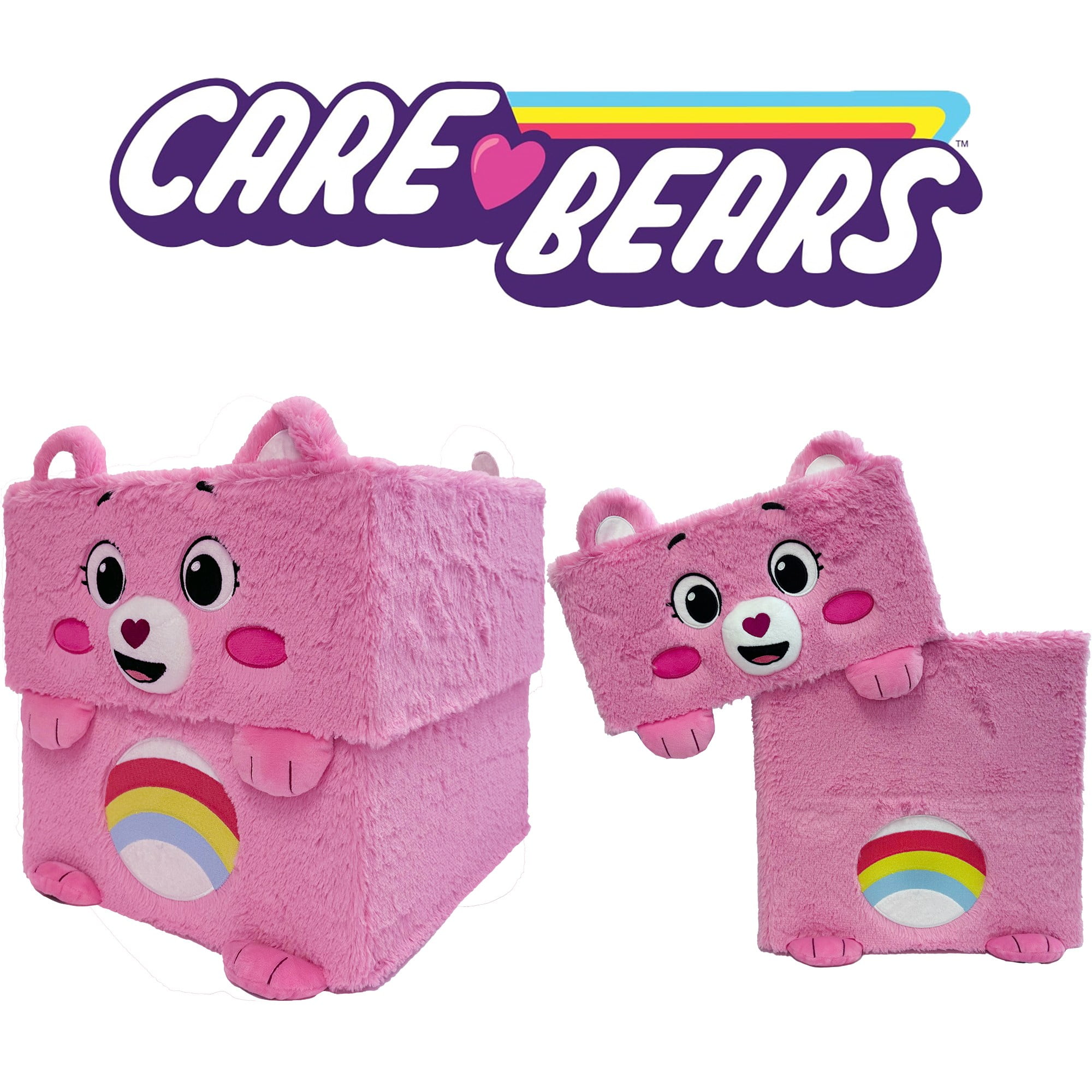 Care Bears: Storables 12" Box - Cheer Bear - Pink Character Themed Bin, Fabric Storage Container, Opening Top Lid, Holds Toys, Books & More, Licensed