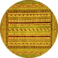 thumbnail image 1 of Ahgly Company Machine Washable Indoor Round Abstract Yellow Modern Area Rugs, 8' Round, 1 of 4