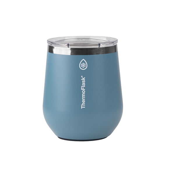 Vaso térmico para vino ThermoFlask de 355 ml, doble pared, con tapa, azul