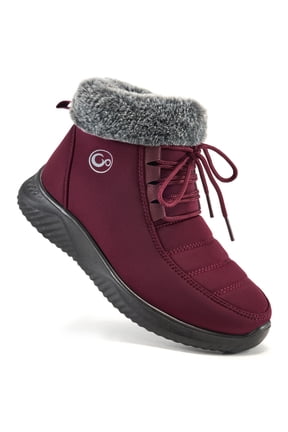 Women's Snow Boots Faux Fur Lined Short Boots Side Zipper Non Slip Outdoor Winter Boots for Women