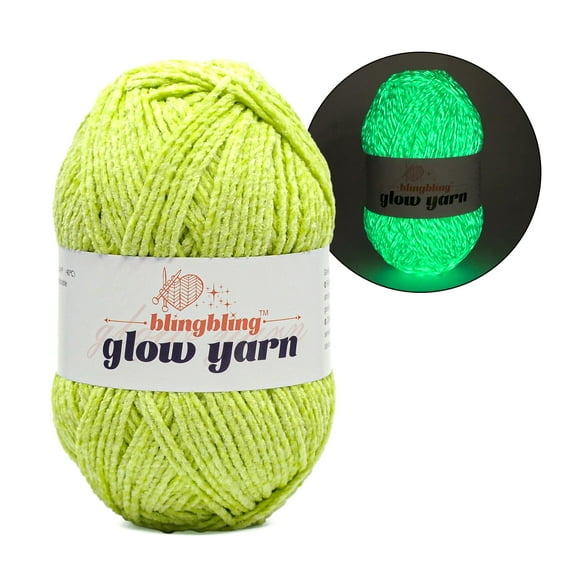 Hilo Bulingbuling Glow in Dark Chenille, 100 g, color verde fluorescente