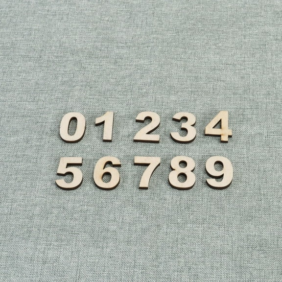 Masteelf Set of 10 Wooden Number Prop Wood Craft Number 0-9 Self-paste Boxwood
