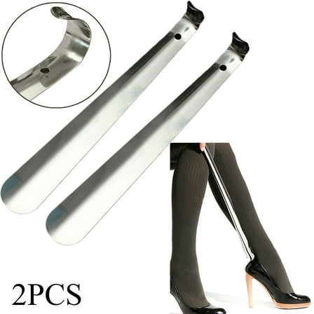 Stainless Steel Shoe Horn, 12 Inch Long Handled Stainless Steel Shoe Horn for Seniors, Men, Women, Kids, Pack of 2