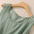 thumbnail image 5 of Admvng Sleeveless Tops for Women Summer Loose Round Neck Solid Color and Linen Short Sleeve Shirt Loose Slim Top Round Neck Top Shirt M-3XL, 5 of 5