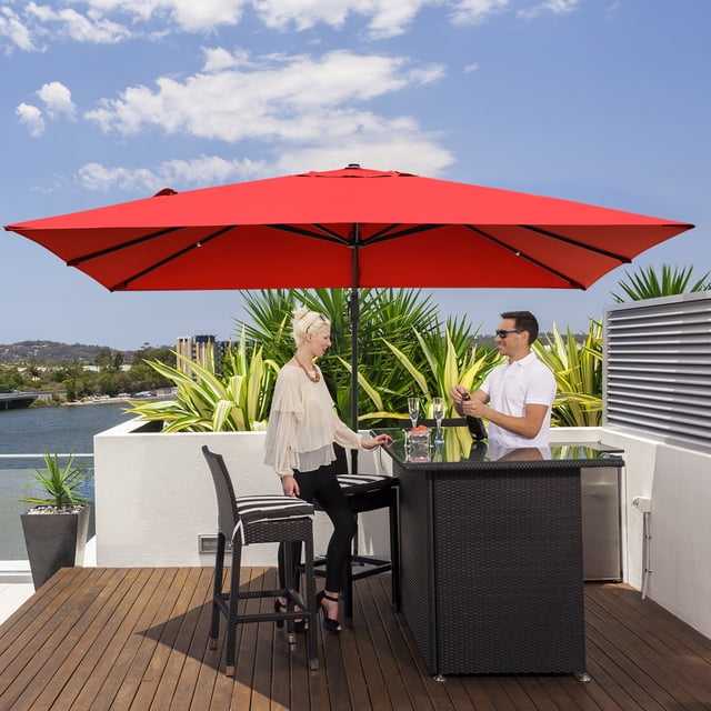 Costway Parasol Déporté de Patio 10 Pieds X 13 Pieds en Aluminium, Rotation à 360°, Inclinaison, Orange
