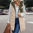 thumbnail image 6 of Baqcunre Puffer Vest Women Womens 2023 Fall Reversible Vests Sleeveless Fleece Jacket Zip Up Hoodie Pockets Long Warm Winter Coat Outerwear Puffer Jacket Womens Womens Fall Fashion 2023 Army Green 3XL, 6 of 9
