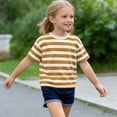 thumbnail image 5 of Fnooota Boys Cotton T-shirts, Stripe Short Sleeve Casual Crew Neck Kids Tees Coffee Size 2-3 T, 5 of 5