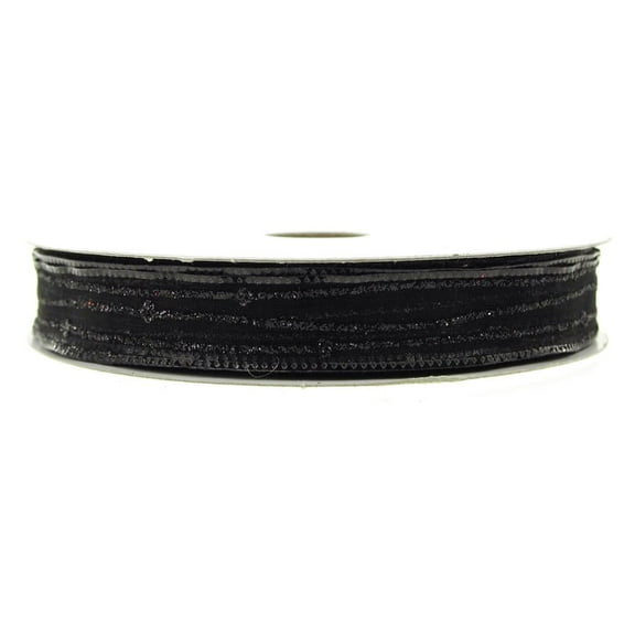 Sheer Glitter Stripe Corsage Ribbon, 5/8-inch, 50-yard